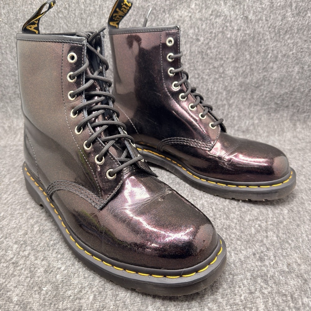 Dr Martens 1460 Purple Sparkle Patent Leather 8 Eye Boots Mens 12 Womens 13 Goth